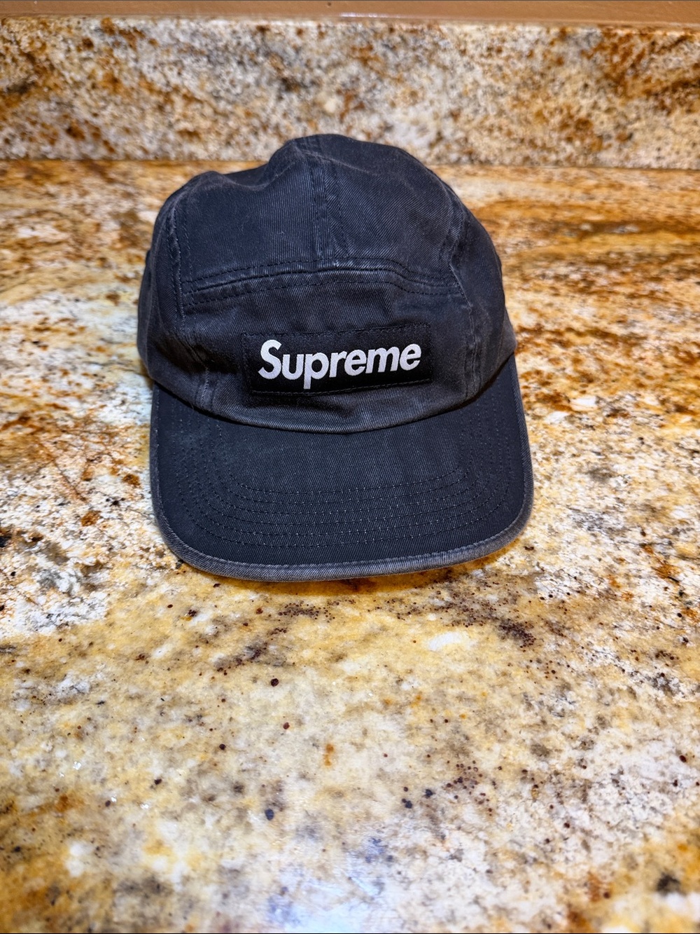 Supreme Black Cap with White Logo